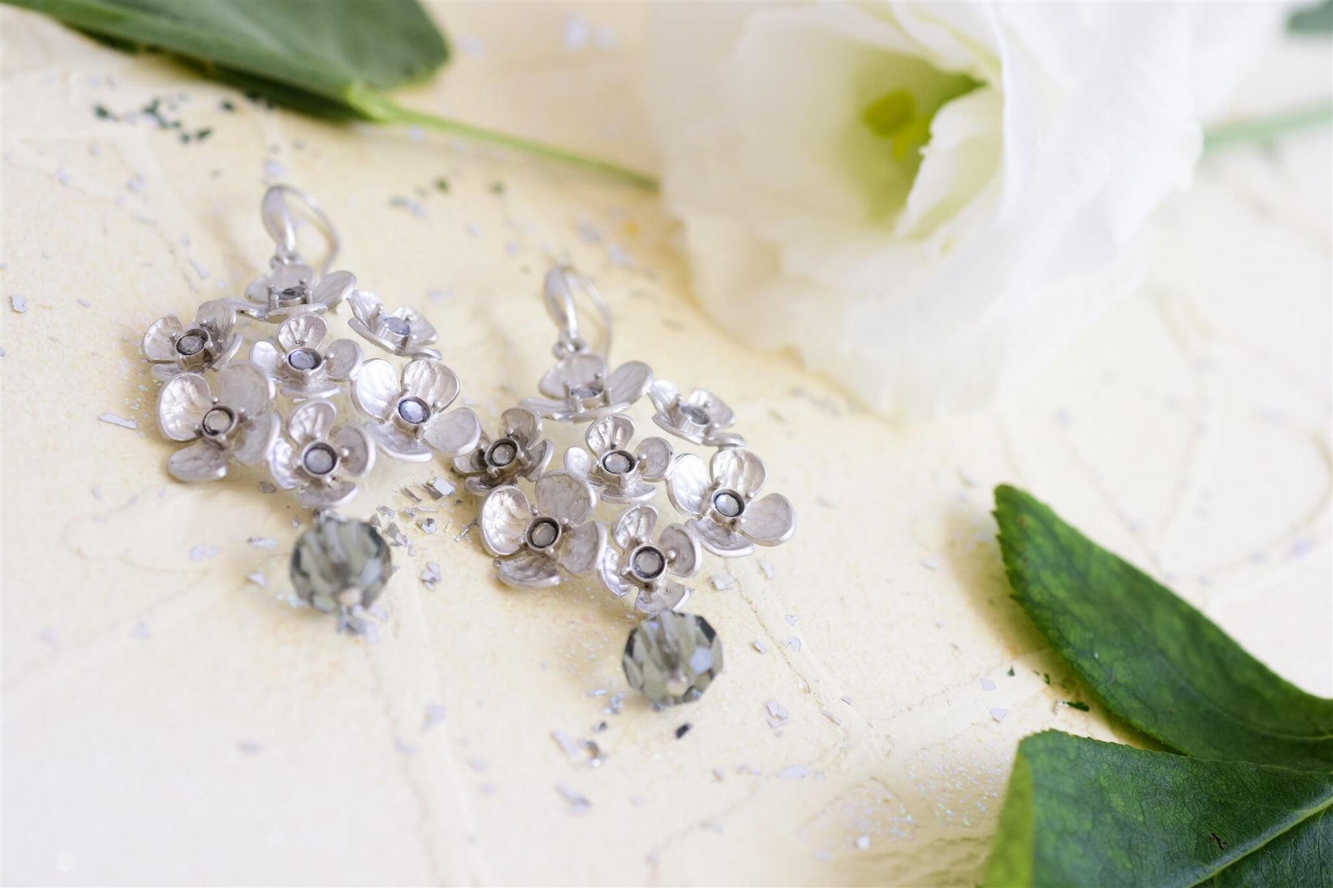 עגילי פרחים כסף בוקה Princess K Jewelry