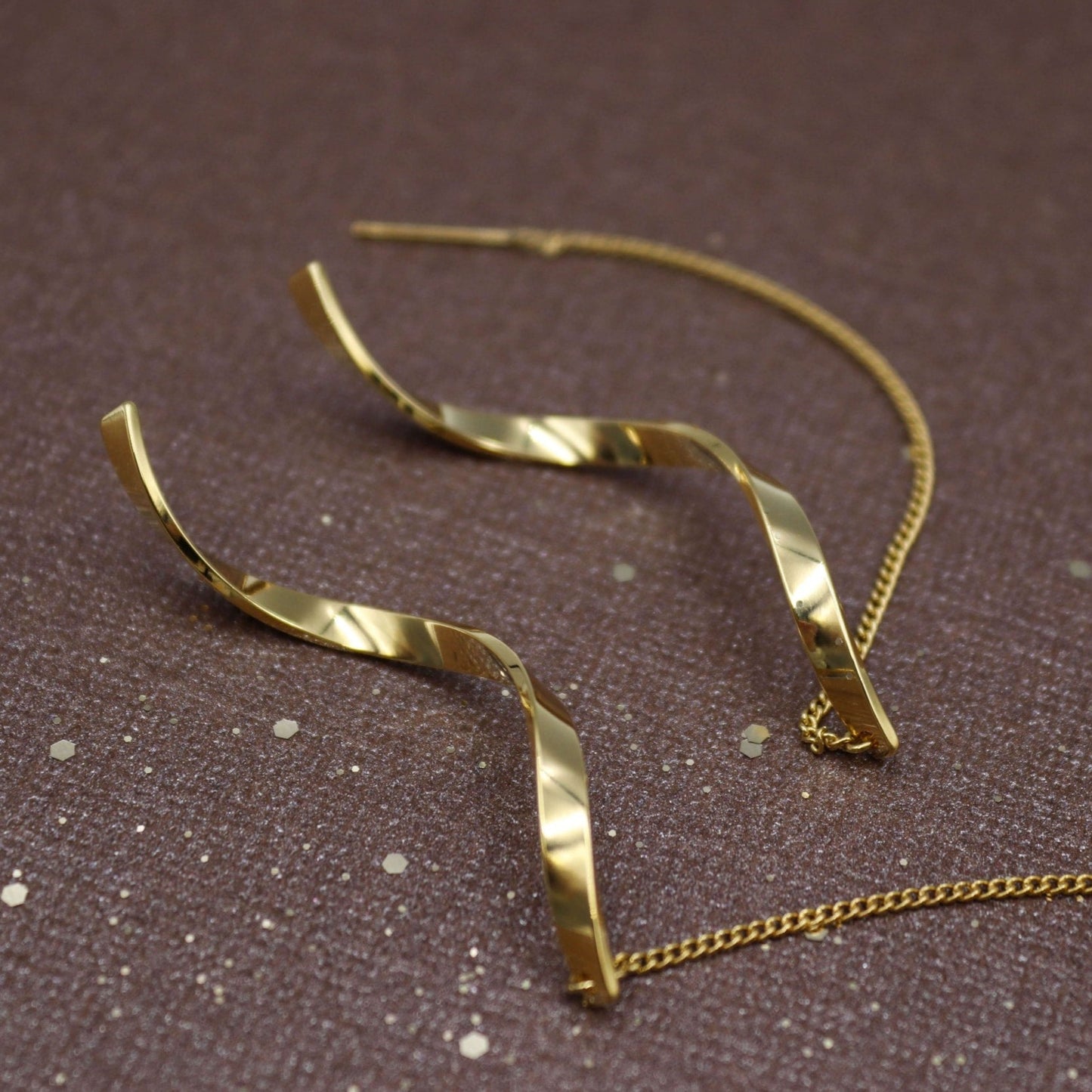 עגילי ספירלה זהב סווירל Princess K Jewelry